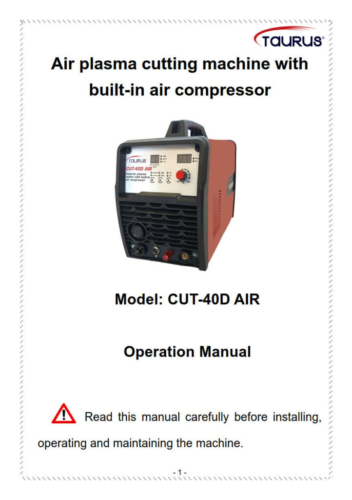 Operator Manuals - TAURUS CUT 40D AIR_1