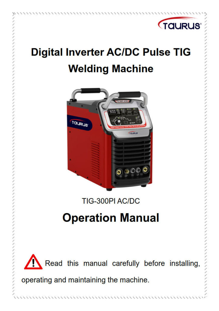 Operator Manuals - TAURUS TIG300PI ACDC_1